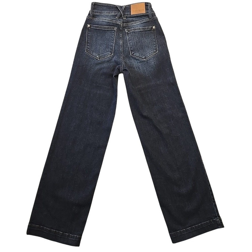 Judy Blue Mid Rise Wide Leg Dark Blue Double Button Jeans Womens Sz 0/24 (24x31) - Picture 2 of 10